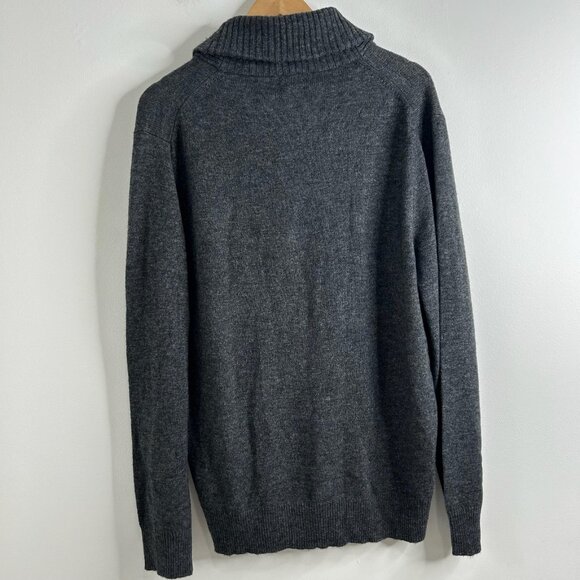 J Crew Sweater Mens Large Gray Shawl Collar Wool Blend Pullover Rib Knit Casual - Picture 6 of 9